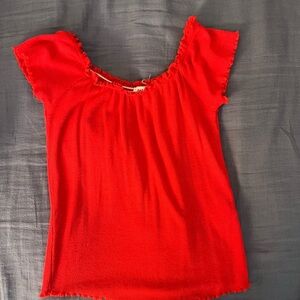 Garage Red Frilled Blouse